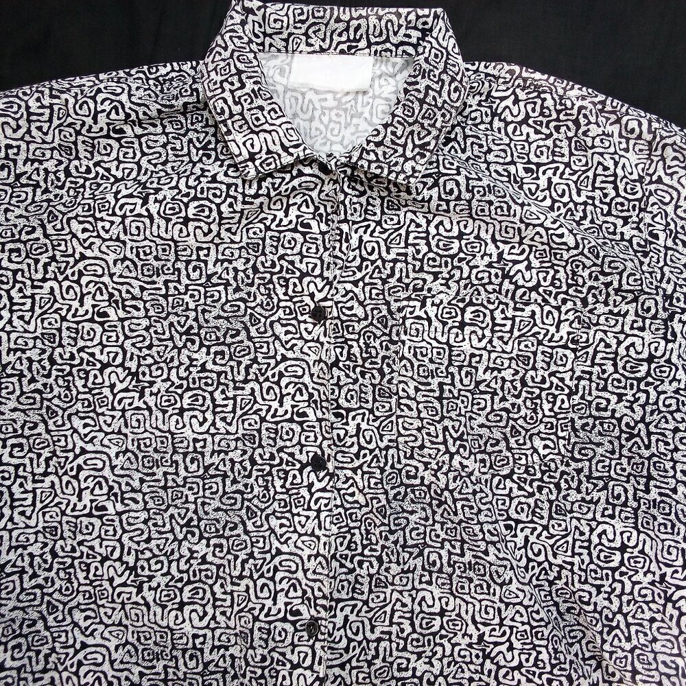 Vintage 90s Abstract Geometric Hawaiian Shirt